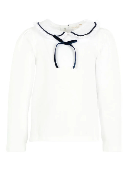  Patachou Embellished-collar Ribbon-bow Blouse - White 