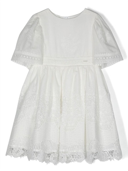  Patachou Embroidered Short-sleeved Dress - White 