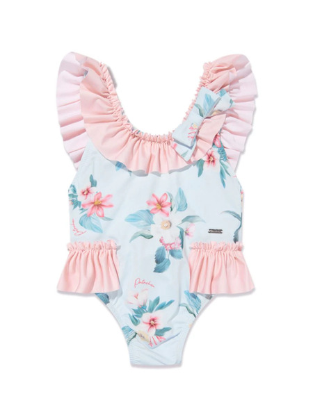 Patachou Floral-print Ruffle Swimsuit - Blue 