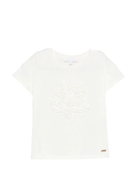  Patachou Flower-embellishment T-shirt - Neutrals 