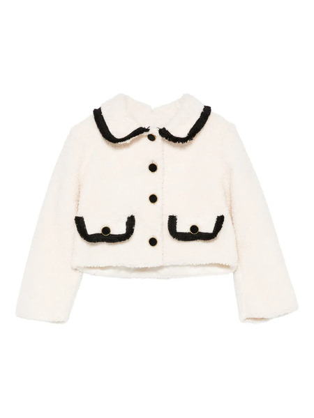 Patachou Frilled-collar Buttoned Coat - White 