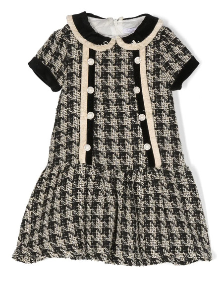  Patachou Houndstooth Tweed Dress - Black 