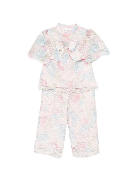  Patachou Lace Bow-embellishment Trousers Set (set Of Two) - Pink 