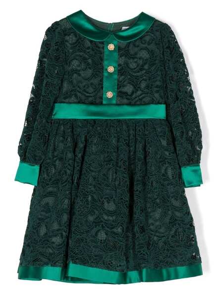  Patachou Lace Long-sleeve Midi Dress - Green 