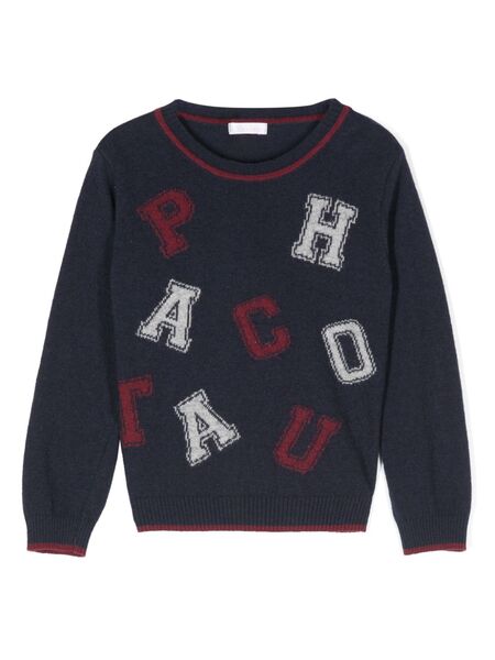  Patachou Logo-intarsia Sweater - Blue 