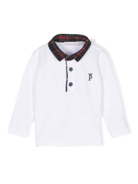  Patachou Long-sleeve Cotton Polo Shirt - White 