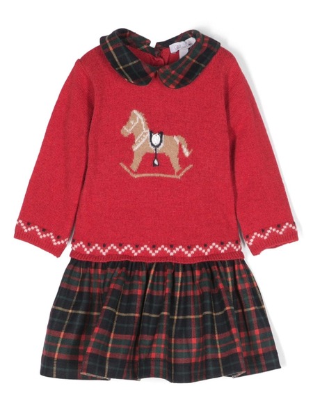  Patachou Patterned Intarsia-knit Layered Dress 