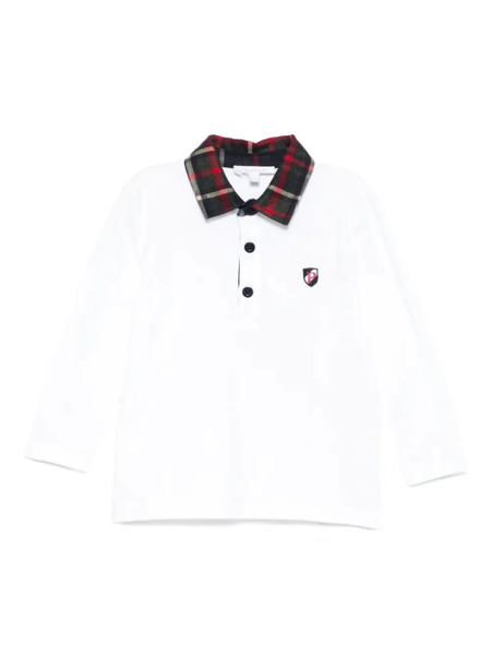  Patachou Plaid-collar Polo Shirt - White 