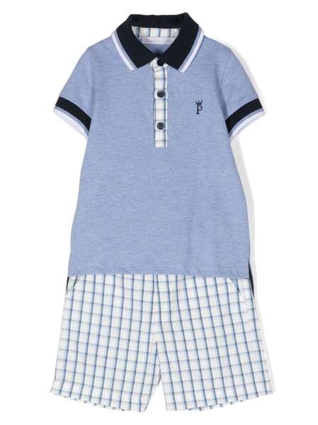  Patachou Polo-collar Short Set - Blue 