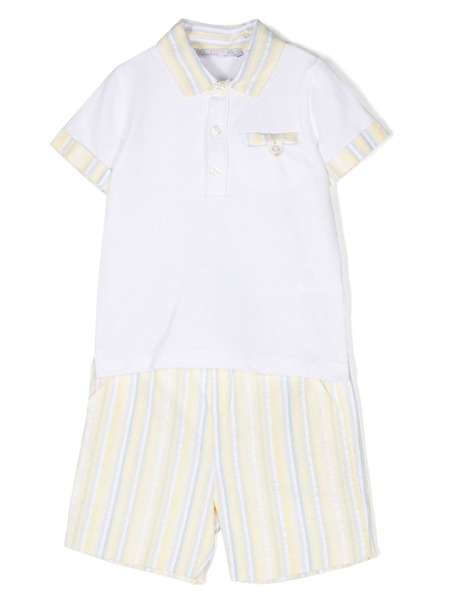  Patachou Polo-collar Short Set - White 