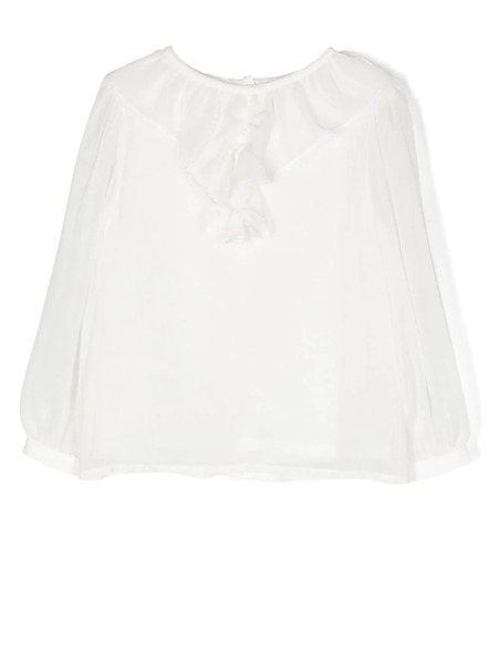  Patachou Ruffled-collar Chiffon Blouse - White 