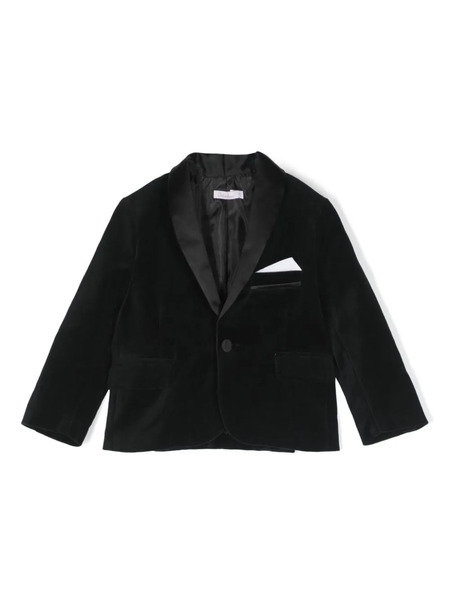  Patachou Satin-trim Velvet Single-breasted Blazer - Black 