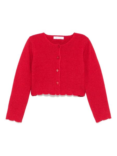  Patachou Scallop-edge Cardigan - Red 