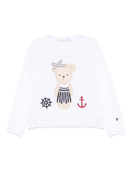  Patachou Teddy Bear-intarsia Sweater - White 
