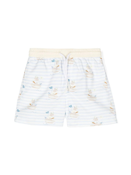  Patachou Teddy Bear-print Swim Shorts - Blue 