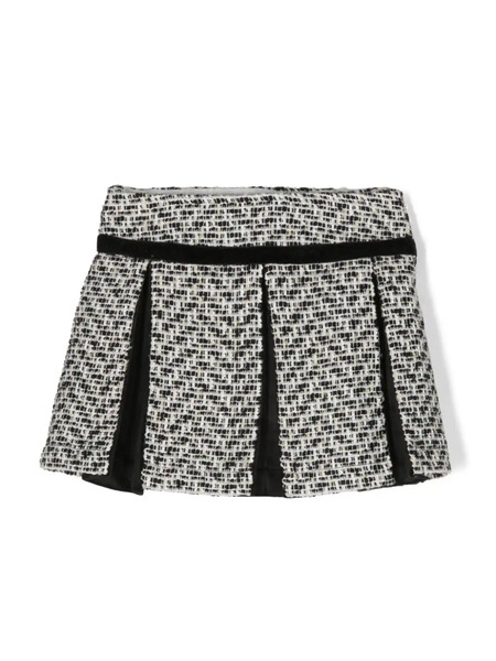  Patachou Two-tone Pleated Tweed Skirt - Black 