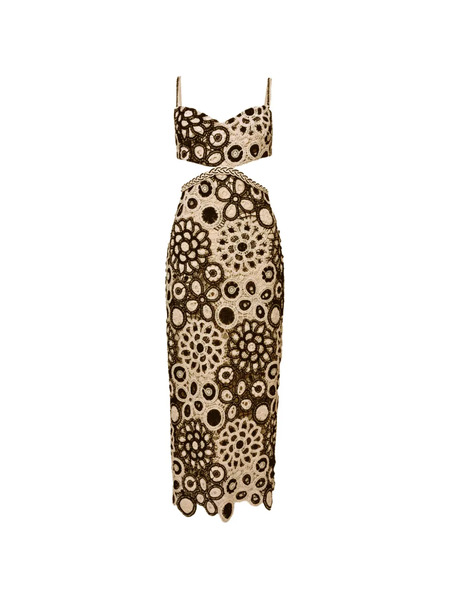  Patbo Coral Crochet Cut-out Midi Dress - Neutrals 