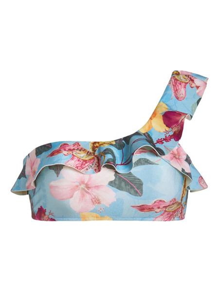  Patbo Hibiscus One-shoulder Bikini Top - Blue 