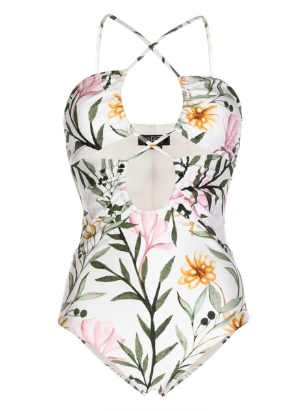  Patbo Jasmine Lace-up Cut-out Swimsuit - Neutrals 