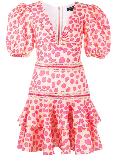 Patbo Polka-dot Lace-trim Mini Dress - Pink 