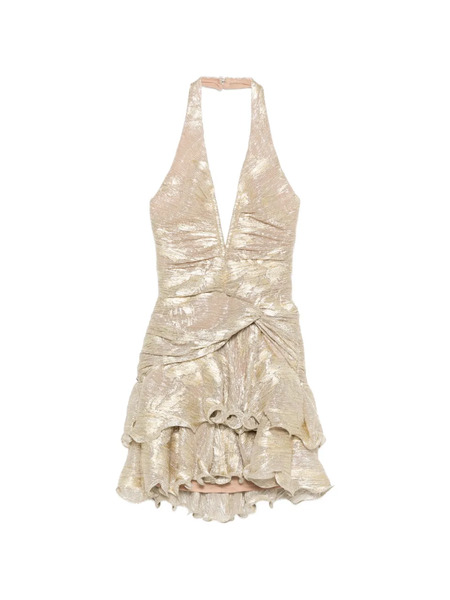  Patbo Ruffled V-neck Mini Dress - Gold 