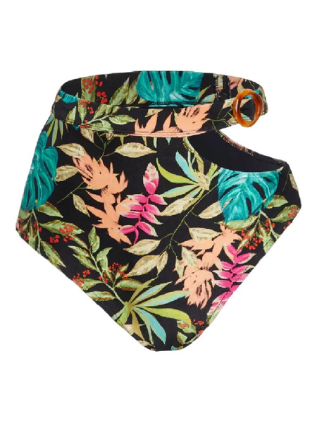  Patbo Tropical High-waisted Bikini Bottom - Black 