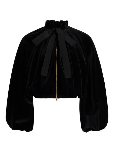  Patou Balloon-sleeve Velvet Jacket - Black 