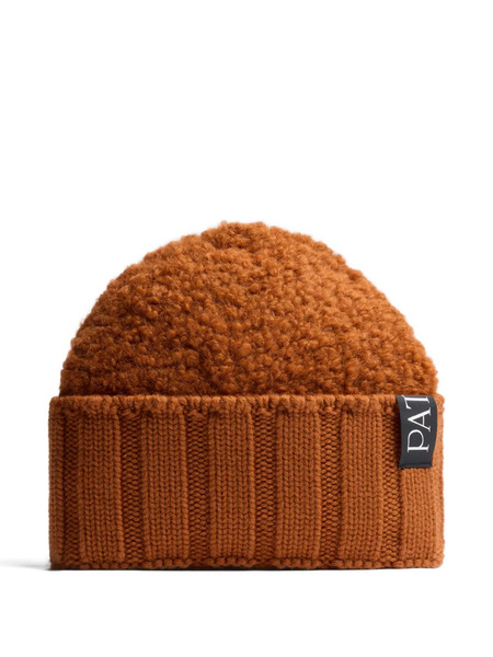 Patou Bouclé Ribbed Beanie Hat - Brown 