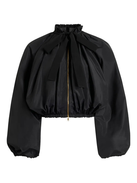  Patou Bow-detailed Balloon-sleeve Bomber Jacket - Black 