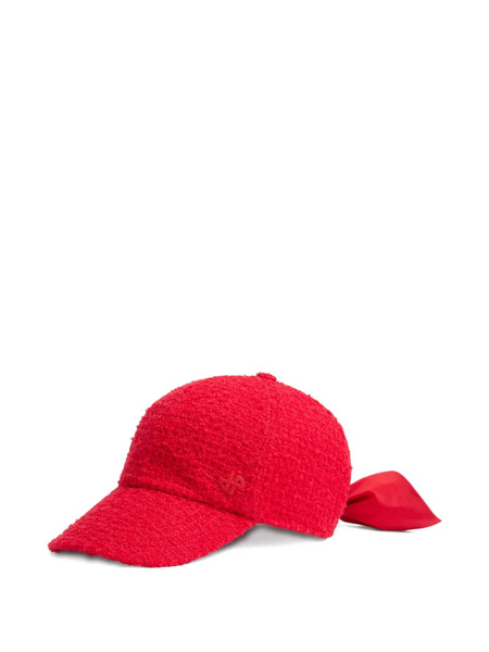  Patou Bow Tweed Baseball Cap - Red 