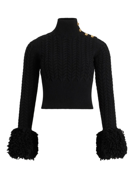  Patou Cable-knit Button-embellished Sweater - Black 