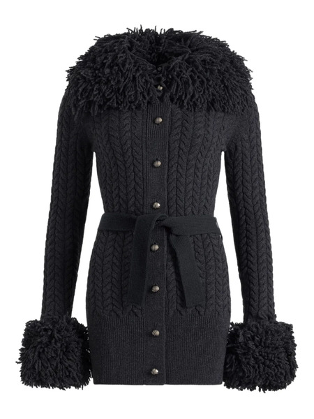  Patou Cable-knit Fringe-trimmed Cardigan - Grey 
