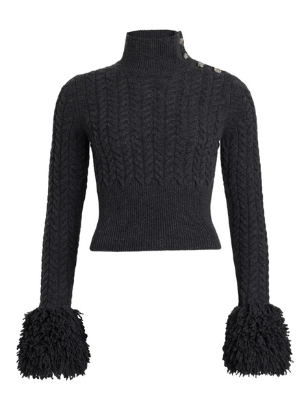  Patou Cable-knit Fringe-trimmed Jumper - Grey 