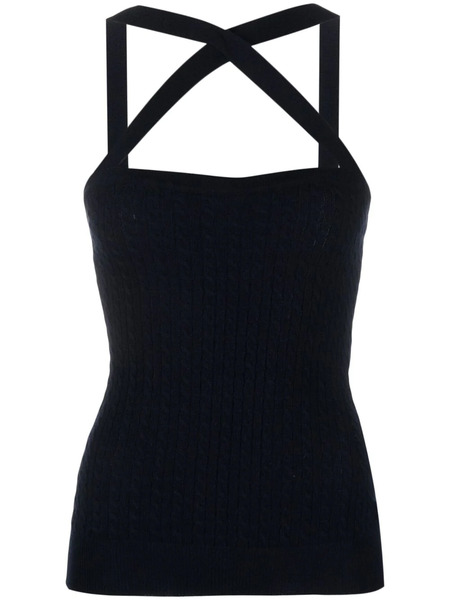  Patou Cable-knit Halterneck Top - Blue 
