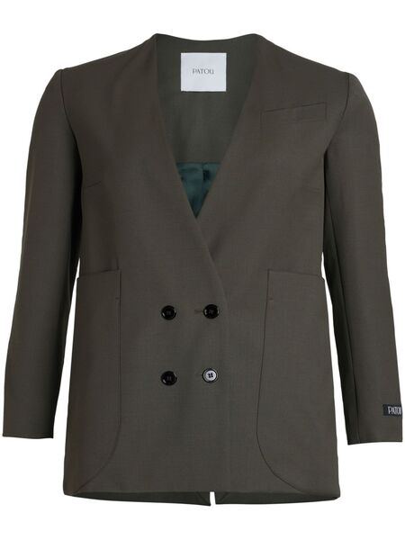  Patou Collarless Double-breasted Blazer - Green 