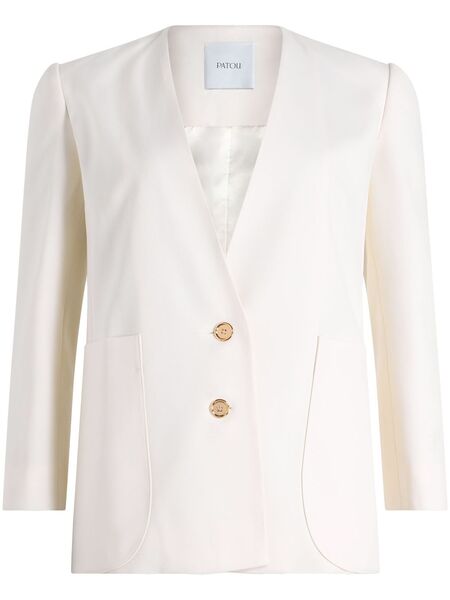  Patou Collarless Twill Jacket - White 