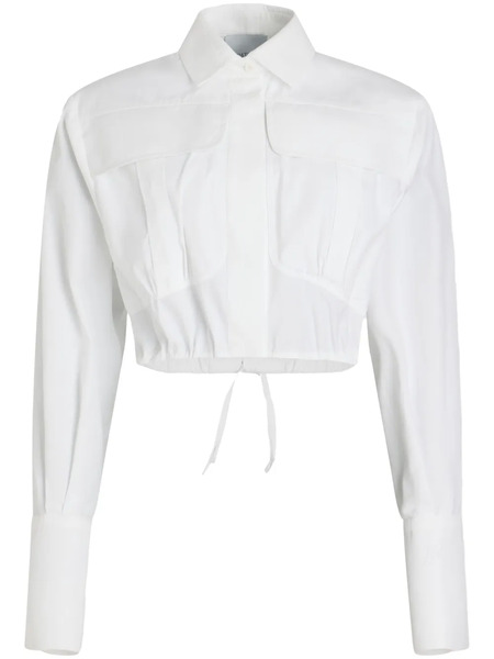  Patou Cropped Poplin Safari Shirt - White 