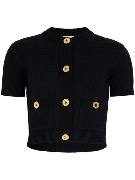  Patou Cropped Waffle-knit Cardigan - Blue 