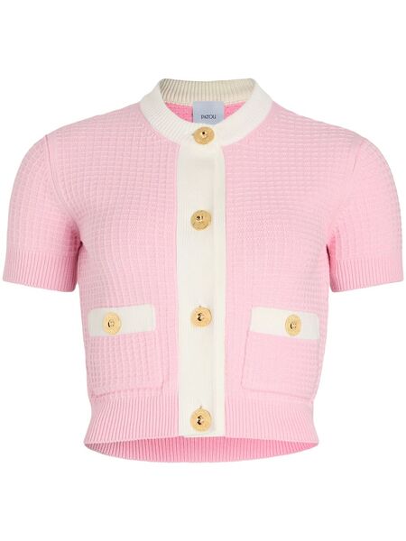  Patou Cropped Waffle-knit Cardigan - Pink 
