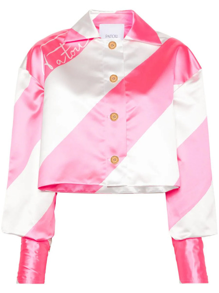  Patou Diagonal-striped Cropped Satin Jacket - Pink 