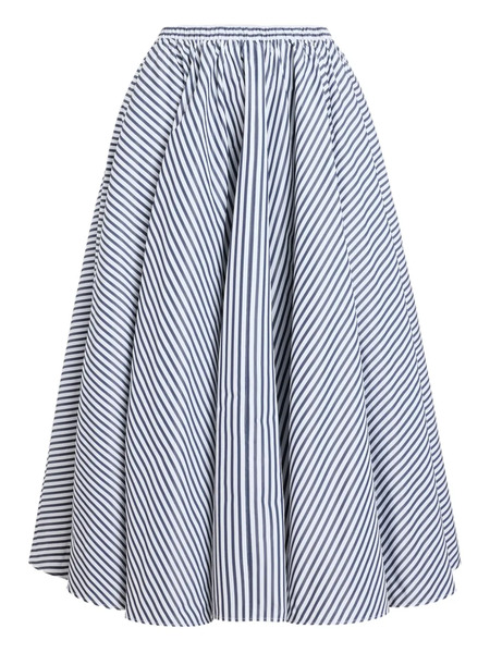  Patou Elasticated-waist Striped Midi A-line Skirt - Blue 
