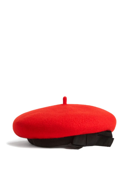  Patou Grosgrain-bow Wool Beret - Red 