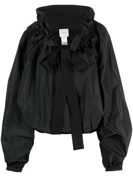  Patou Grosgrain Puff-sleeve Blouse - Black 