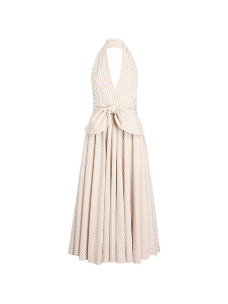  Patou Halterneck Knot Midi Dress - Neutrals 