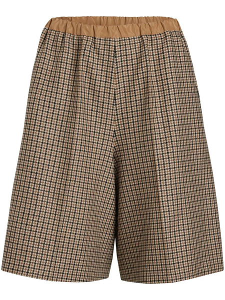  Patou Houndstooth-pattern Longline Shorts - Brown 