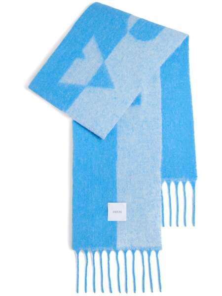  Patou Intarsia-knit Logo Scarf - Blue 