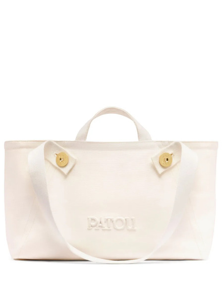  Patou Large Logo Trapeze-design Canvas Tote Bag - White 