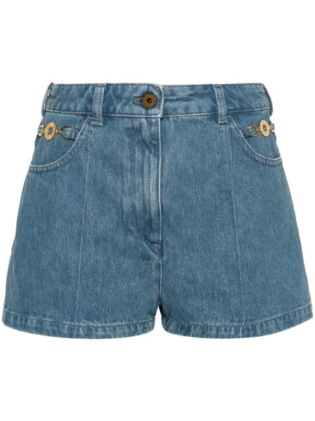  Patou Logo-embroidered Denim Mini Shorts - Blue 