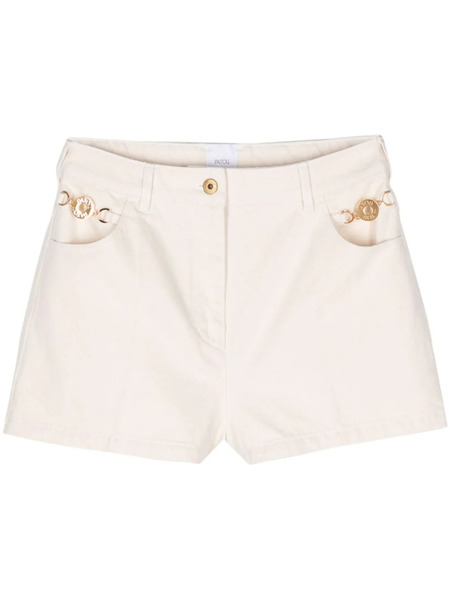  Patou Logo-engraved Medallion Cotton Shorts - Neutrals 