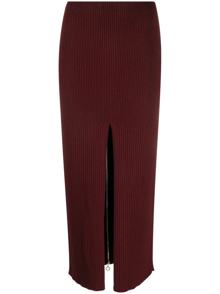  Patou Merino-blend Ribbed Knit Midi Skirt - Red 